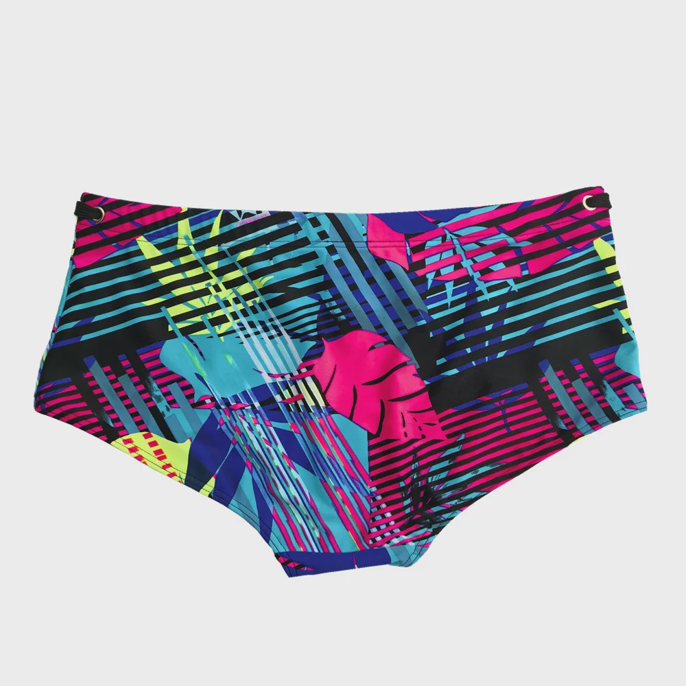 Herenshorts Zwembroek met Bladprint - Braziliaanse Snit - Sneldrogend