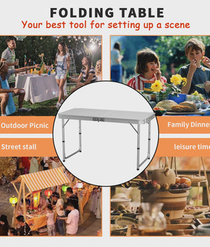Aluminium Campingtafel 120x60x70cm - Opvouwbaar, Draagbaar & Verstelbaar voor Picknick, Bureau, Diner