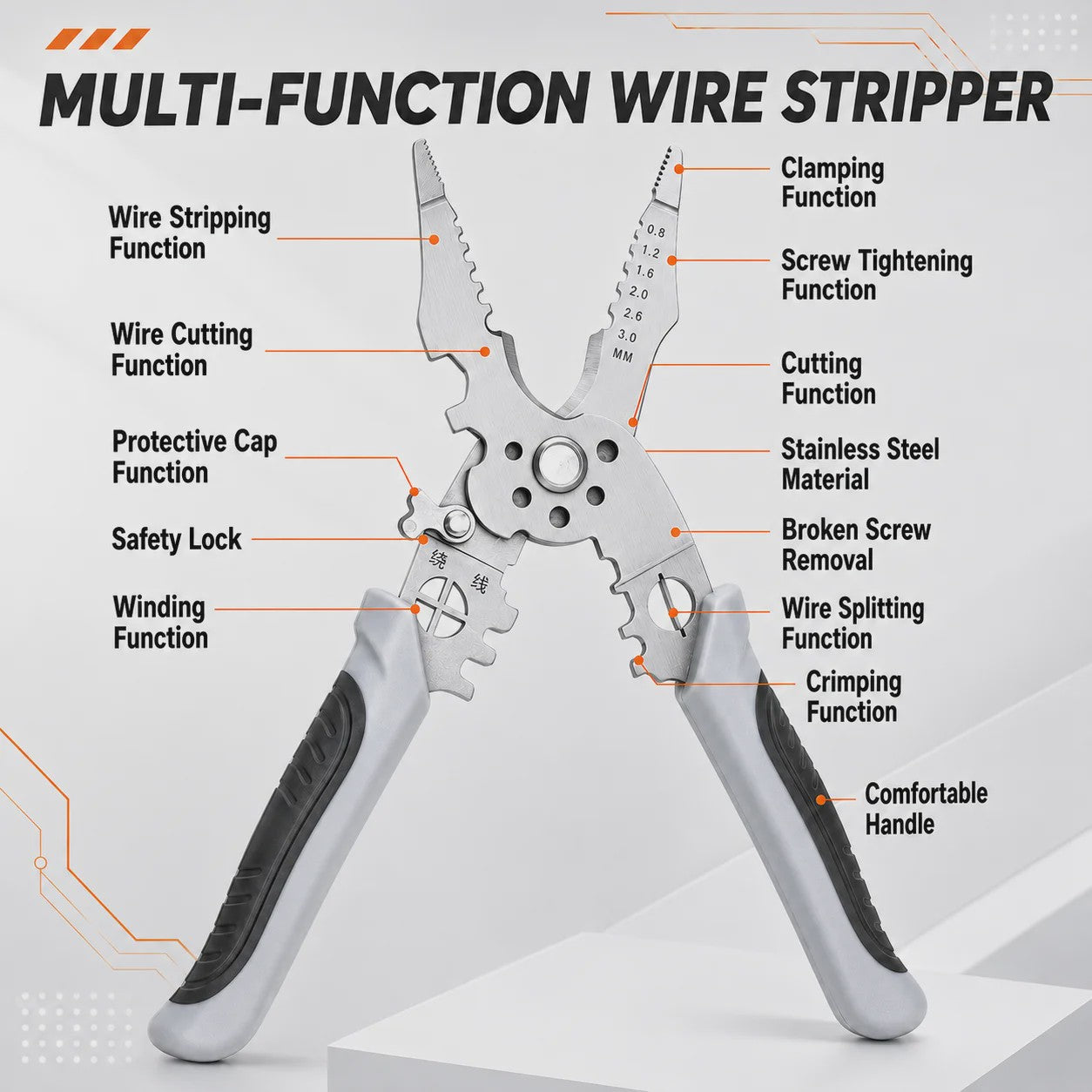 Multifunctionele Elektricien Tang: Strippen, Knippen, Krimpen & Meer (21.5 cm)