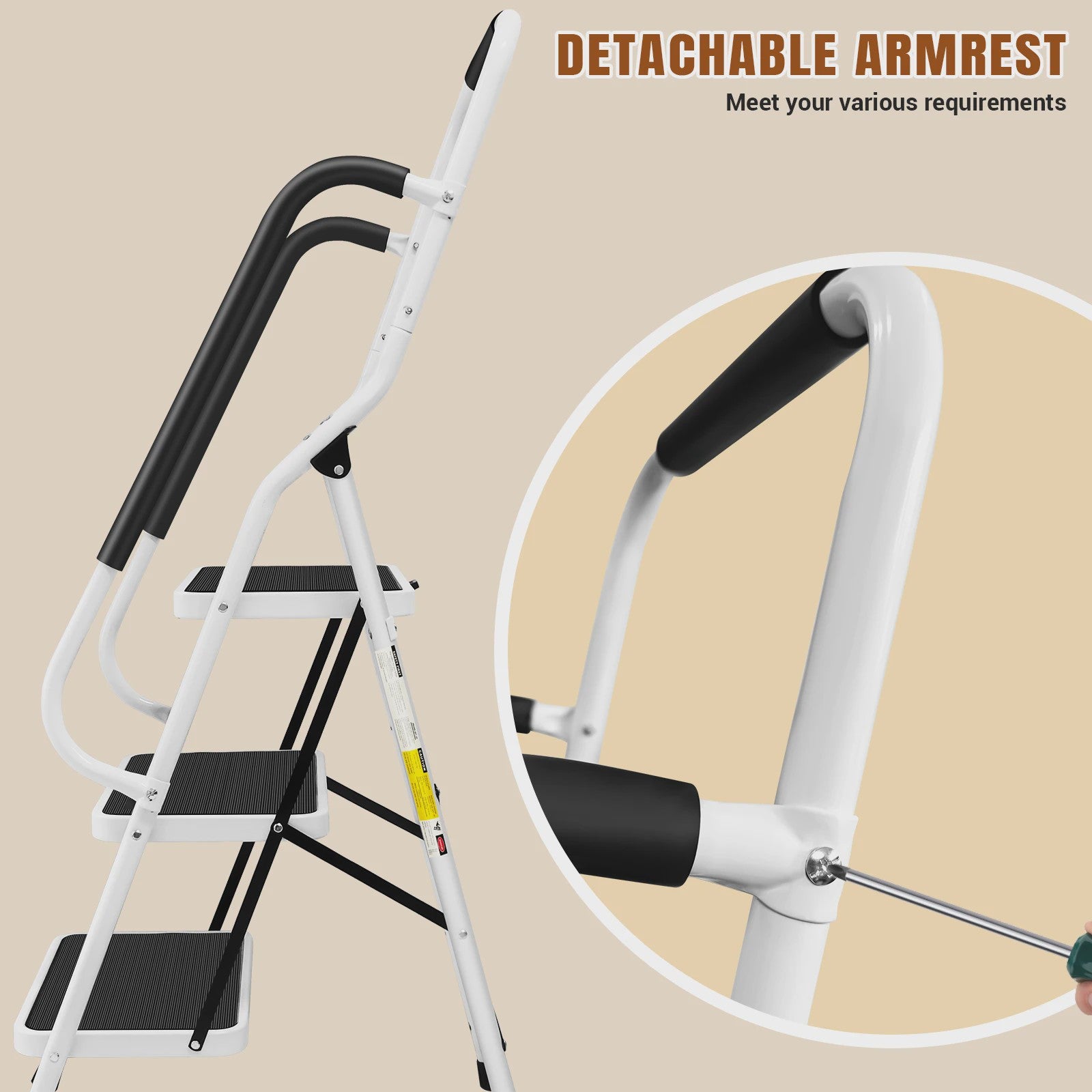 Opvouwbare ijzeren trap met handgrepen en antislip treden - Veilig en compact