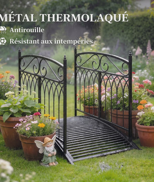 Outsunny Metalen Tuinbrug Barok Stijl - 91cm Hoog, 100kg Draagvermogen