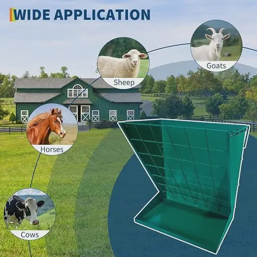 2-in-1 Wandmontage Voerbak Hooi & Graan | Verzinkt Staal | Paarden, Geiten, Schapen, Vee