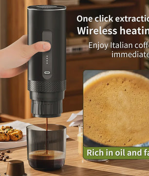 Draagbare 2-in-1 Koffiemachine: Draadloos, Elektrisch, voor Auto, Thuis & Camping - Capsules & Gemalen Koffie
