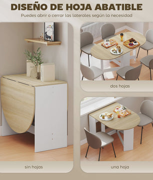 Homcom Ovalen Eettafel met Klapvleugels - 163x80x75 cm - Naturel Houtkleur