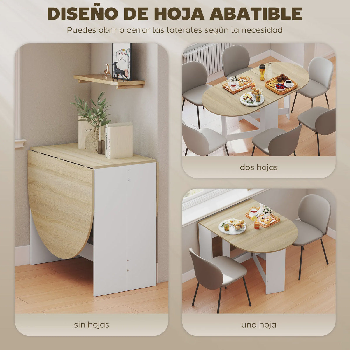 Homcom Ovalen Eettafel met Klapvleugels - 163x80x75 cm - Naturel Houtkleur