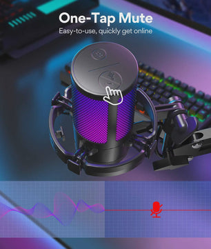 MAONO DGM20S USB Microfoon met RGB Verlichting en Ruisonderdrukking - Ideaal voor Streaming & Podcasts