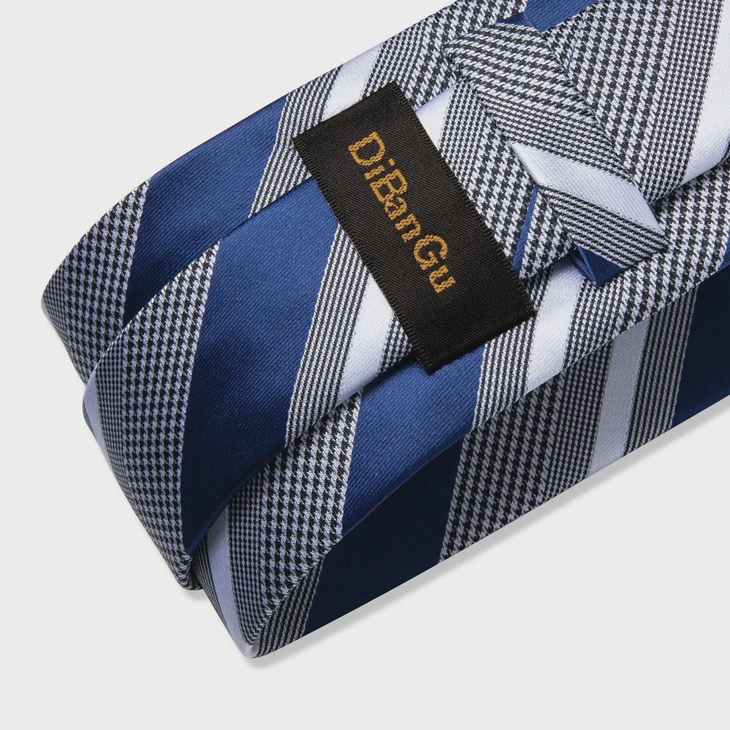 Luxe Blauwe Gestreepte Heren Das Set met Pochet & Manchetknopen - 8cm Breed