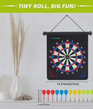 Dubbelzijdig Magnetisch Dartbord 15 Inch met 12 Darts & Haak - Plezier voor Feestjes en Spelletjes
