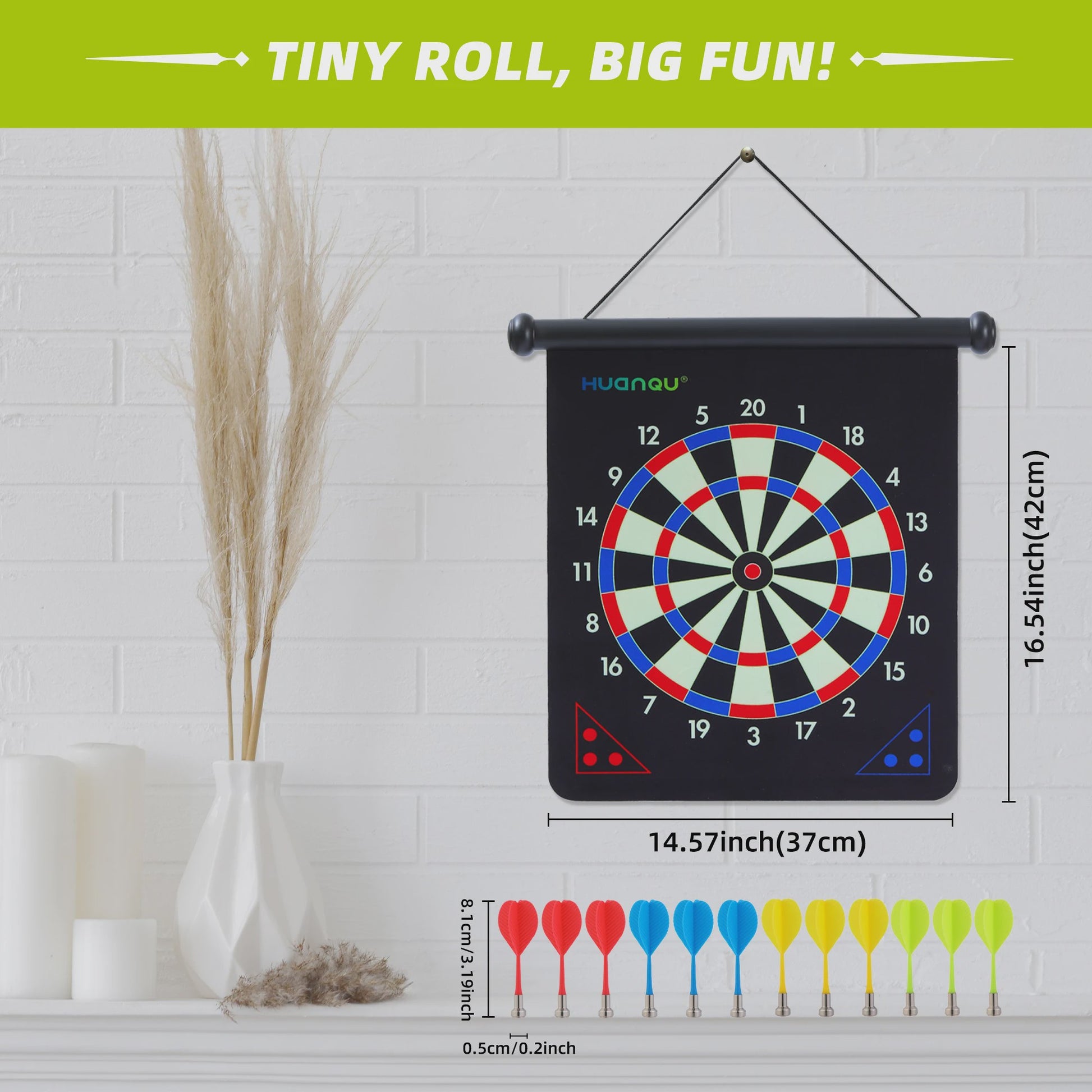 Dubbelzijdig Magnetisch Dartbord 15 Inch met 12 Darts & Haak - Plezier voor Feestjes en Spelletjes