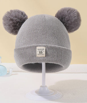 Warme Gebreide Babymuts met Pompon - Winter Beanie voor Jongens en Meisjes