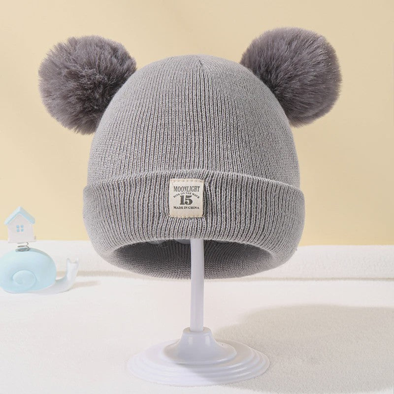 Warme Gebreide Babymuts met Pompon - Winter Beanie voor Jongens en Meisjes