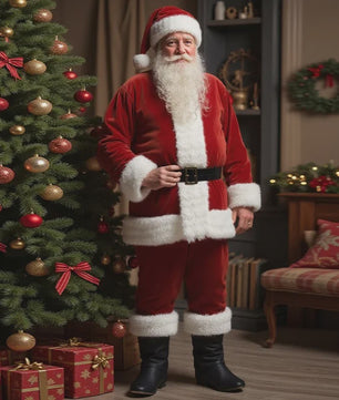 Luxe Gouden Fluweel Santa Claus Kostuum voor Heren - Perfect voor Kerst, Halloween & Feesten