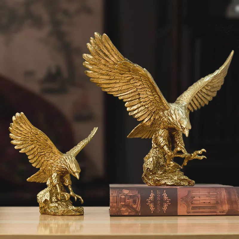 Gouden Adelaar Beeld - Luxe Hars Vogel Sculptuur voor Huis & Kantoor Decoratie