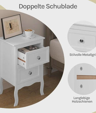 Nachtkastje met 2 Lades - Barok Stijl - Slaapkamer en Woonkamer Meubel