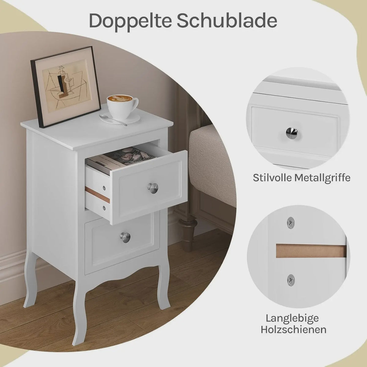 Nachtkastje met 2 Lades - Barok Stijl - Slaapkamer en Woonkamer Meubel
