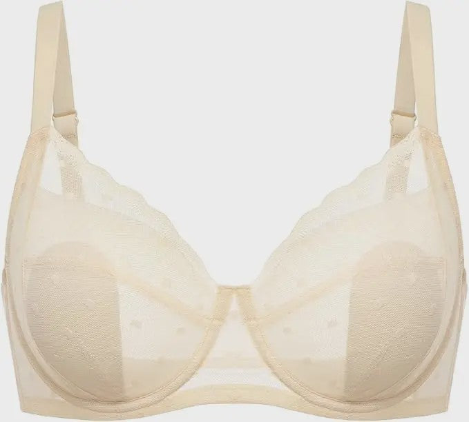 Elegante Kanten Minimizer Bh met Polkadot Dessin - Volledige Bedekking & Stevigheid