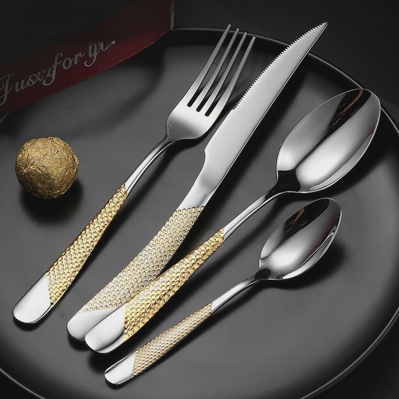 Gouden Roestvrij Staal Bestekset (16/24 Delig) - Vaatwasmachinebestendig & Stijlvol Tafelgerei