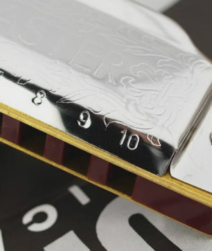 Professionele 10-Gats C-Toon Diatonische Mondharmonica - Zilverkleurig, Inclusief Luxe Koffer