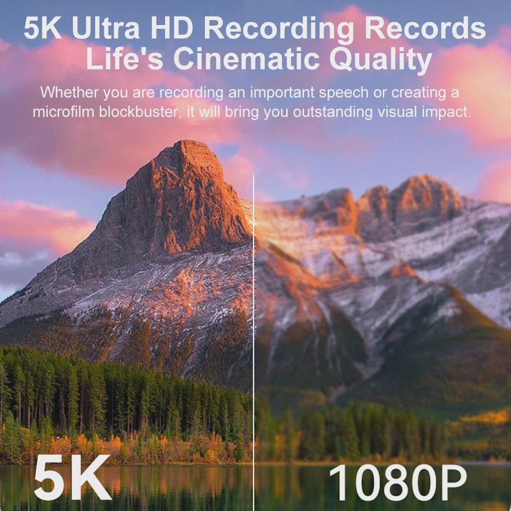 Ourlife Compacte 5K Digitale Camera: 75MP, 18x Zoom, Flip Screen, WiFi & Vlog Functies