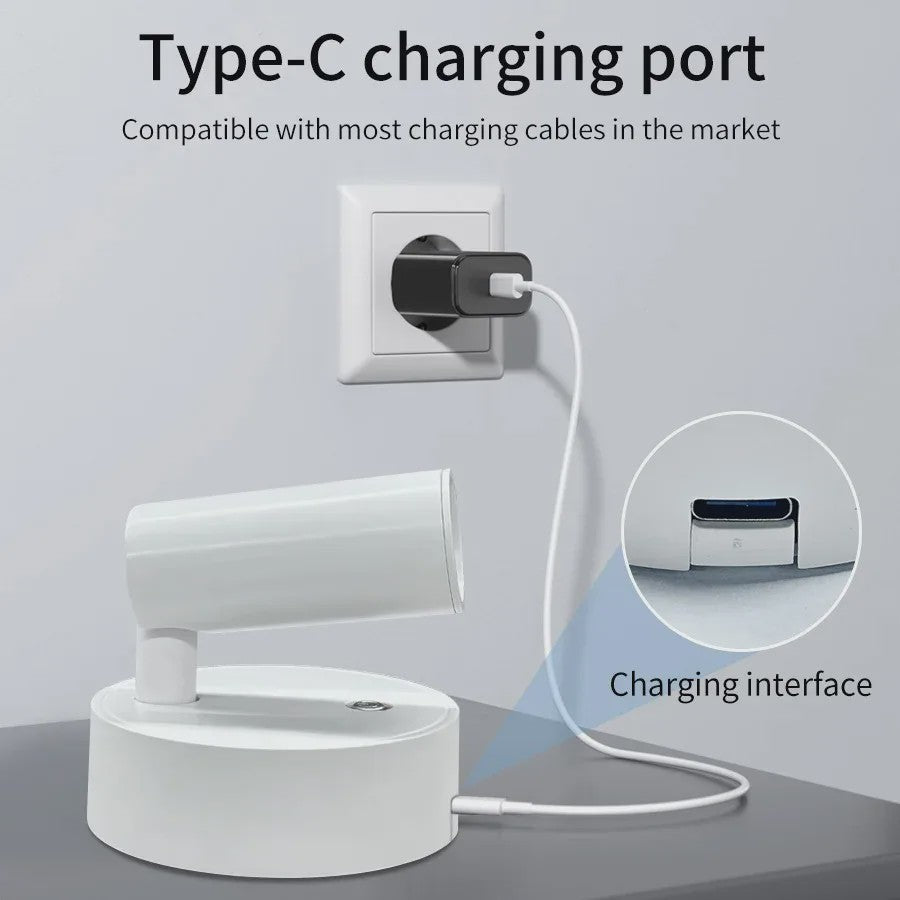 Draadloze LED Wandlamp met Magneet - Oplaadbaar via USB, Dimbare Leeslamp met Touch Switch