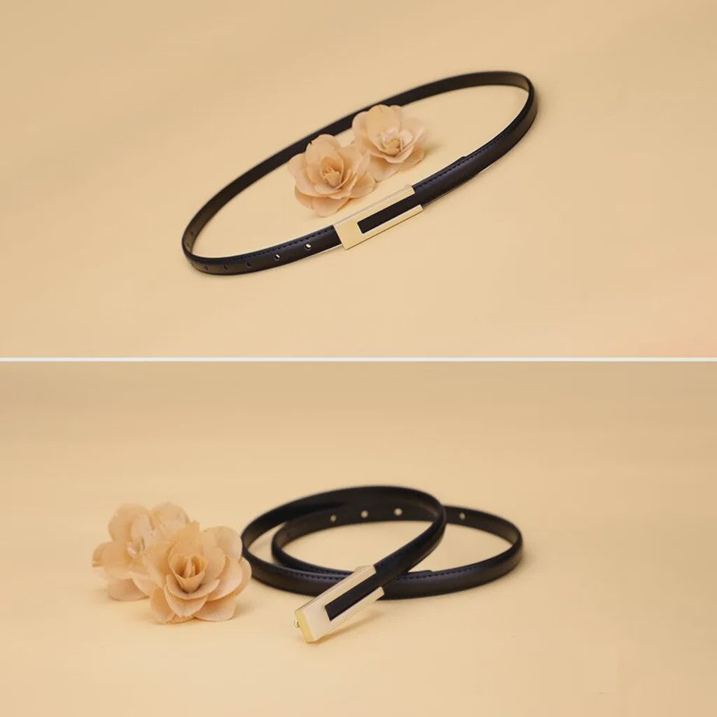 Dames Smalle Taille Riem van PU Leer met Metalen Gesp - Verstelbaar Mode Accessoire
