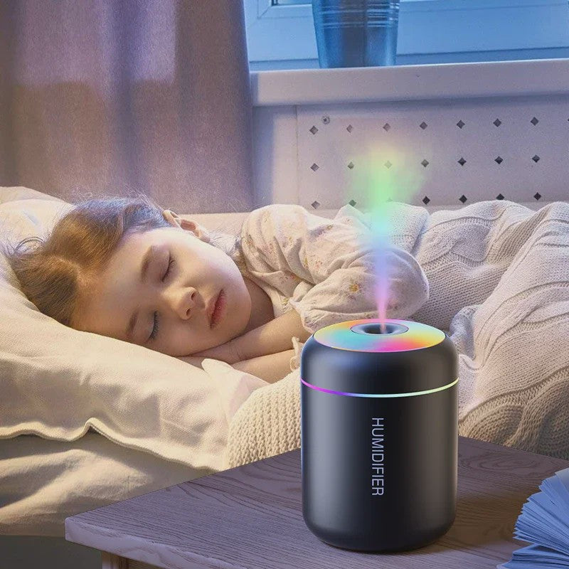 Compacte Mini Luchtbevochtiger 180ML met Aroma Diffuser, USB & Kleurrijke LED Verlichting voor Auto, Huis en Slaapkamer