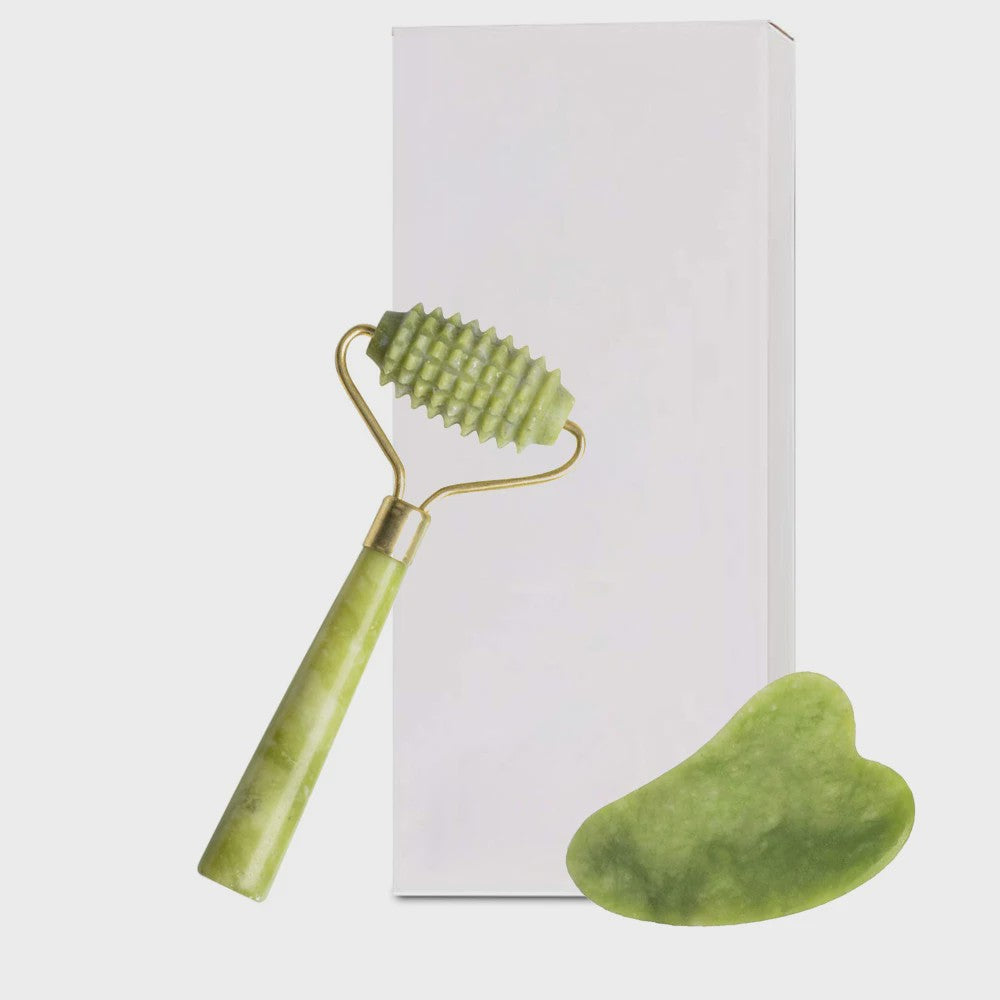 Jade Roller & Gua Sha Set: Dubbelzijdige Gezichtsroller voor Lifting en Ontzwellen