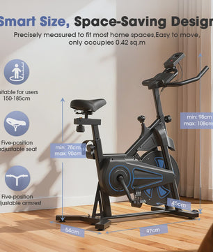 Indoor Hometrainer Fiets met 12KG Vliegwiel, 100 Niveaus Weerstand & Display