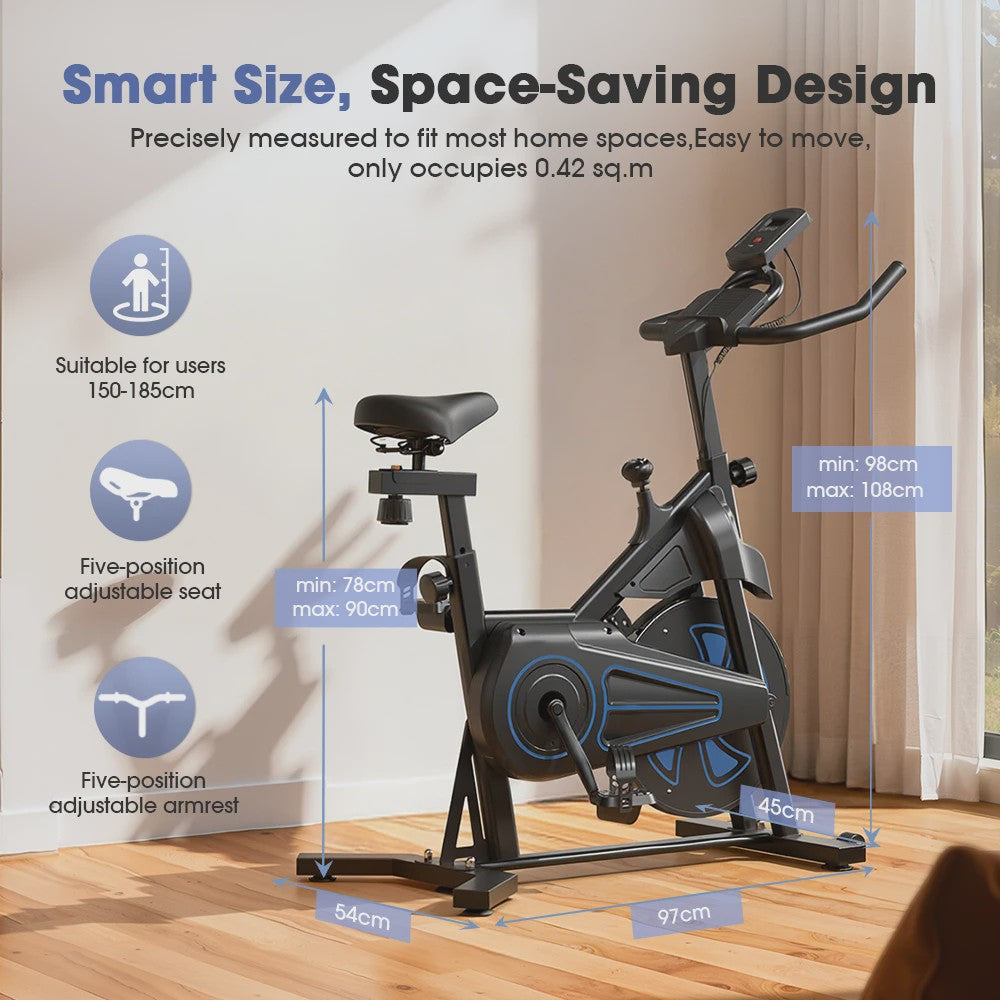 Indoor Hometrainer Fiets met 12KG Vliegwiel, 100 Niveaus Weerstand & Display