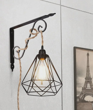 Industriële Hanglamp met Hennep Touw Kabel - E27 Fitting & Schakelaar