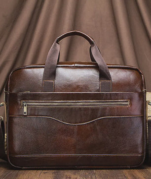 Luxe Leren Aktetas Heren - Draagbare Laptoptas & Schoudertas voor Kantoor en Reizen