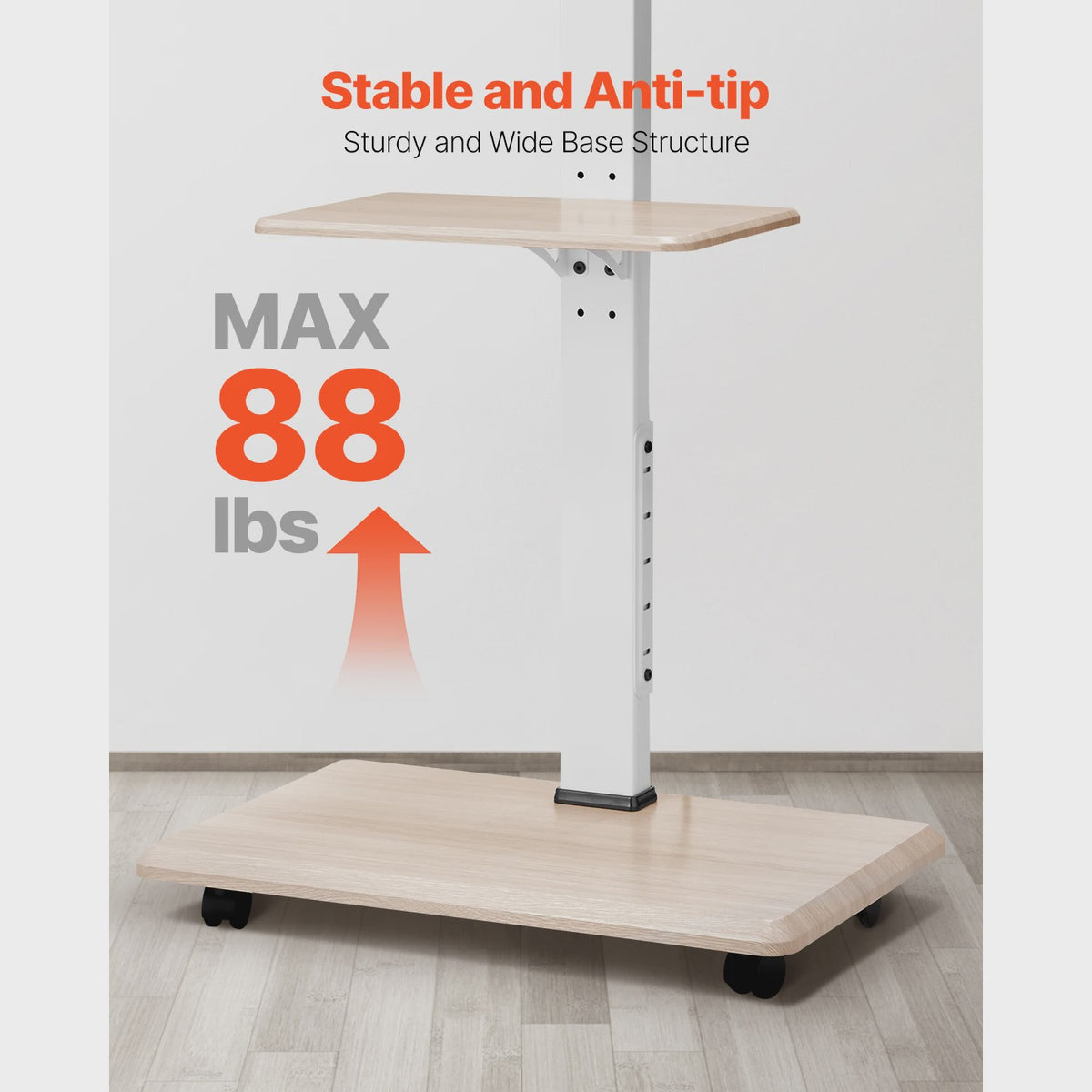 Verrijdbare TV Standaard met Plateau - In Hoogte Verstelbaar voor 32-70 Inch