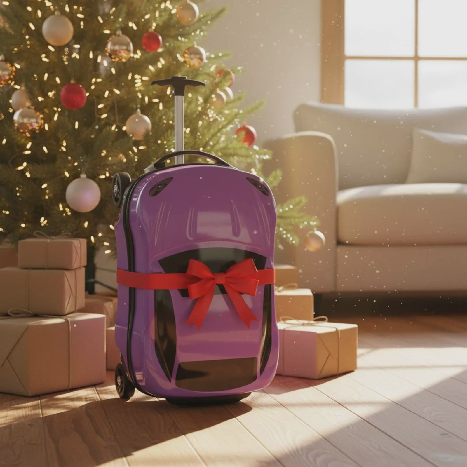 Vrolijke Kinder Koffer op Wielen - Cartoon Auto Design - Lichtgewicht Trolley voor Kinderen (2-10 jaar)