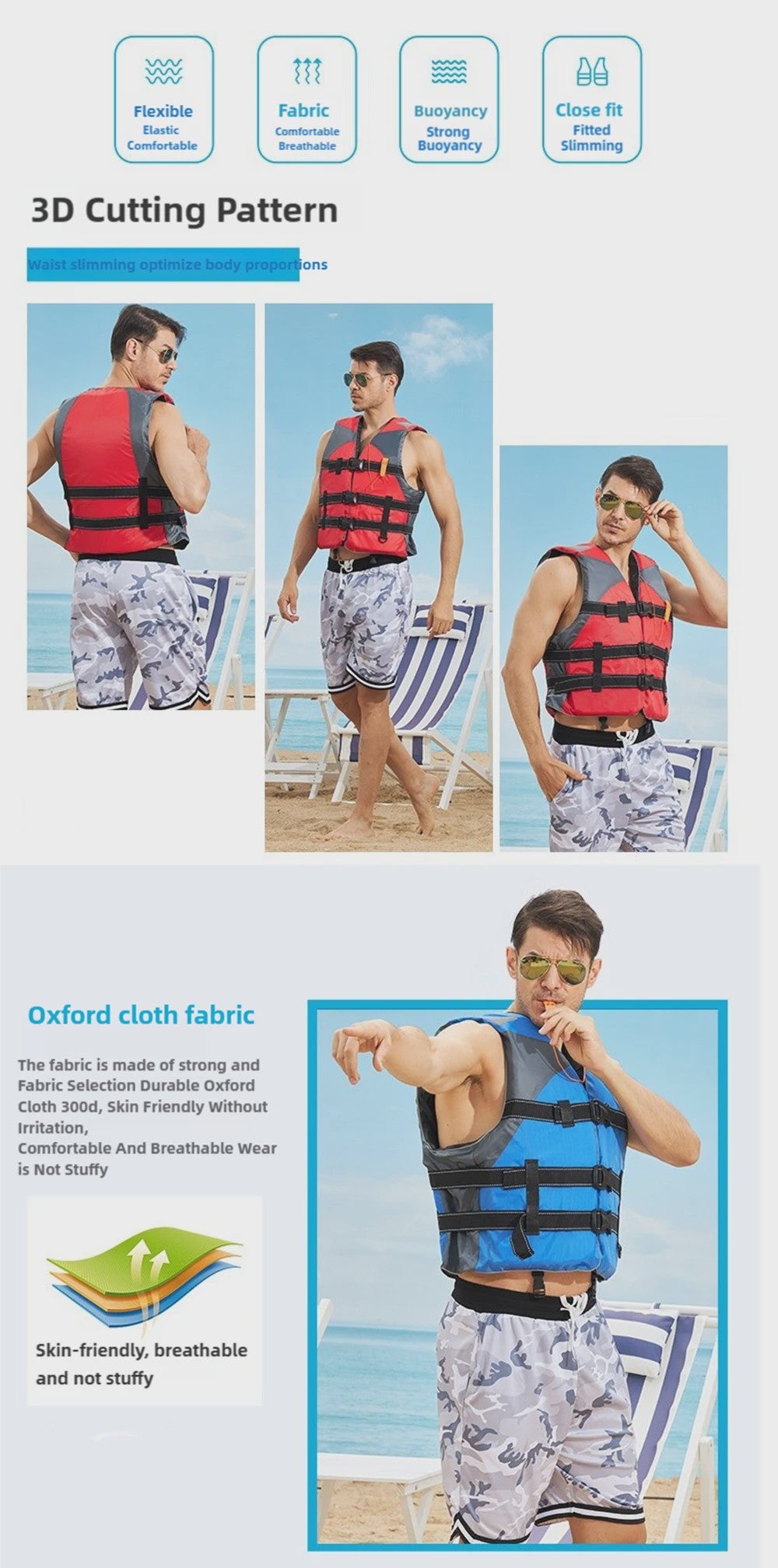 Professioneel Reddingsvest voor Volwassenen en Kinderen - Veilig Drijven bij Watersporten zoals Vissen, Zeilen, Surfen en Kajakken