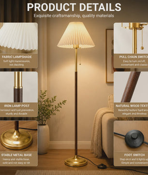 Moderne Plissé Stoffen Vloerlamp met 3 Kleurtemperaturen & Voetschakelaar | Sfeerverlichting voor Woonkamer, Slaapkamer, Kantoor