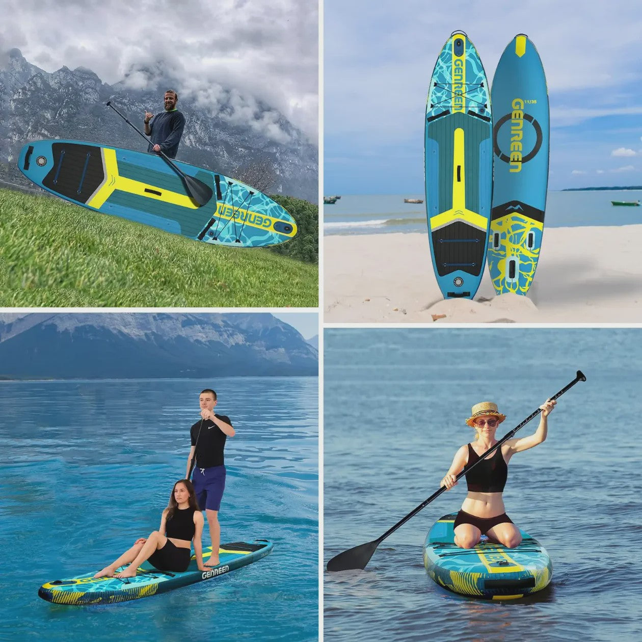 GENREEN Ultra-Licht Opblaasbaar SUP Board 335cm - 200kg Capaciteit - Complete Set