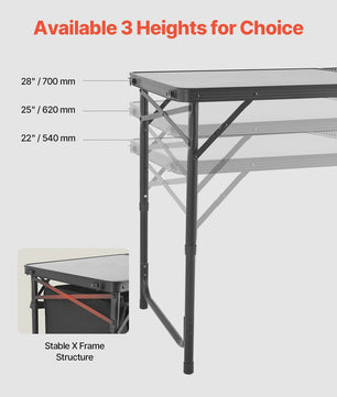 Aluminium Camping Keukentafel - Lichtgewicht & Draagbaar Kookstation voor Outdoor BBQ, Picknick & RV