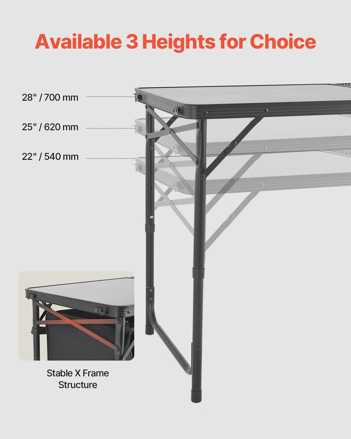 Aluminium Camping Keukentafel - Lichtgewicht & Draagbaar Kookstation voor Outdoor BBQ, Picknick & RV