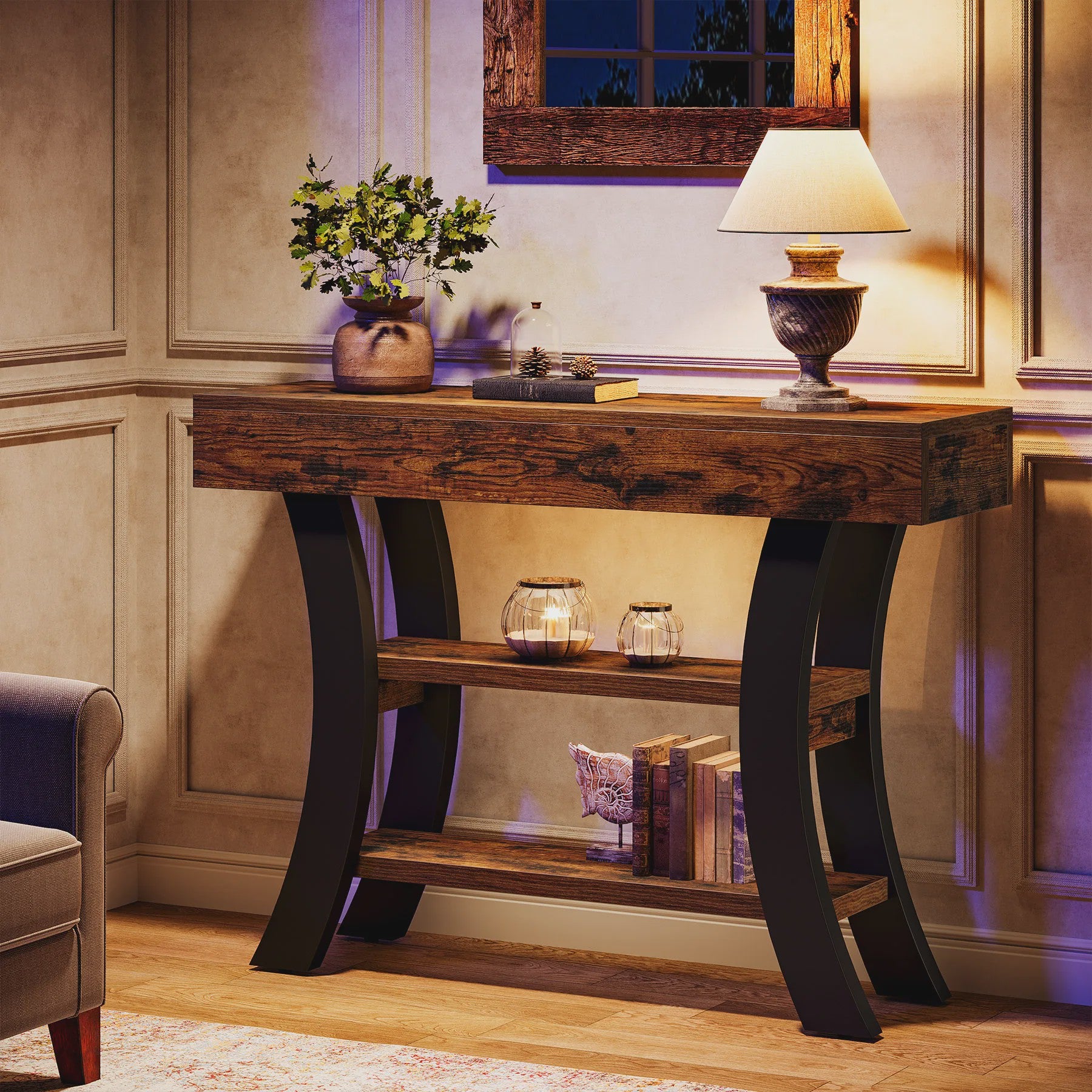 Rustieke Console Tafel met 3 Niveaus - Entree, Hal of Woonkamer