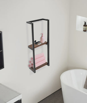 Stijlvolle Bruine Wandrek Handdoekhouder met Guardrail - Ideaal voor Badkamer & Keuken