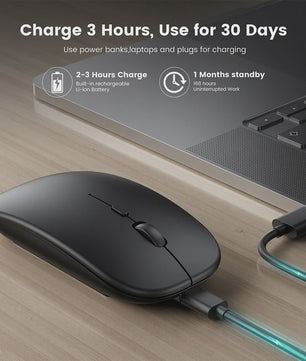 Draadloze Oplaadbare Muis: Bluetooth & 2.4GHz Dual Mode voor PC/Laptop
