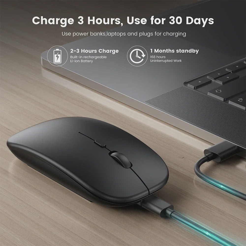 Draadloze Oplaadbare Muis: Bluetooth & 2.4GHz Dual Mode voor PC/Laptop