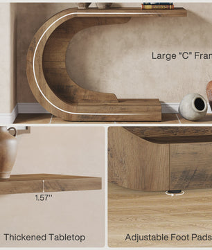 Tribesigns C-Vormige Console Tafel - Mid-Century Modern Hout - 110 cm - Entree, Hal & Woonkamer