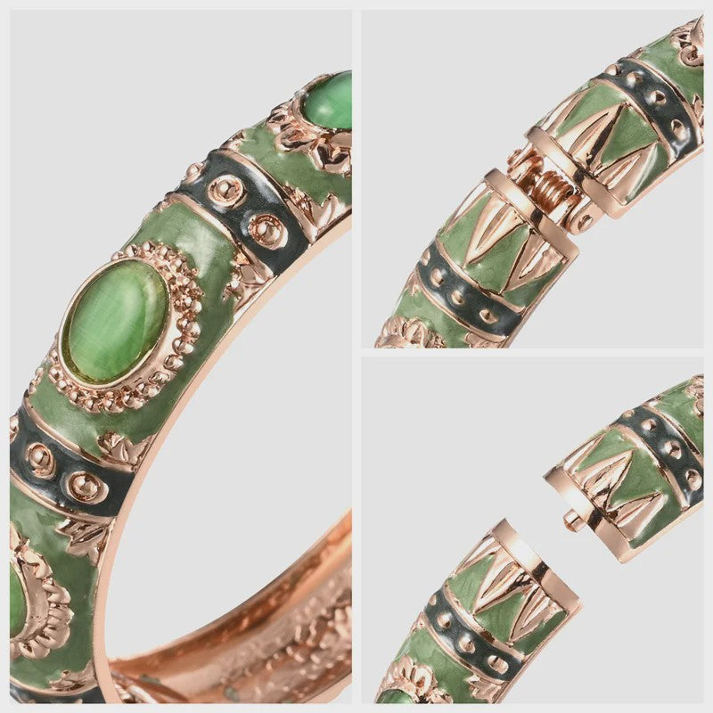 Bohemian Emaille Armband Dames - Kleurrijke Cloisonné Bangle met Indiaas Design