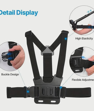 Action Camera Accessoires Kit: Hoofd- en Borstband Mount voor GoPro, Telefoon & meer