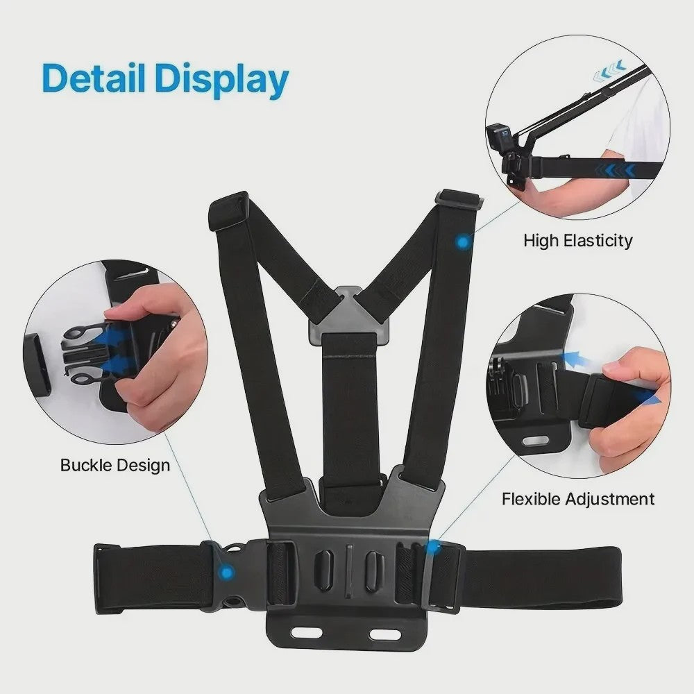 Action Camera Accessoires Kit: Hoofd- en Borstband Mount voor GoPro, Telefoon & meer