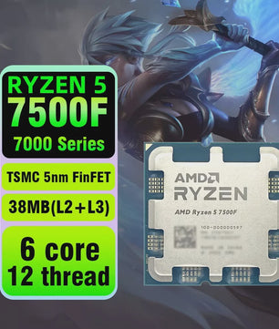 AMD Ryzen 5 7500F Processor: 6 Cores, 12 Threads, 5.0GHz, AM5 Socket - Krachtige Gaming CPU