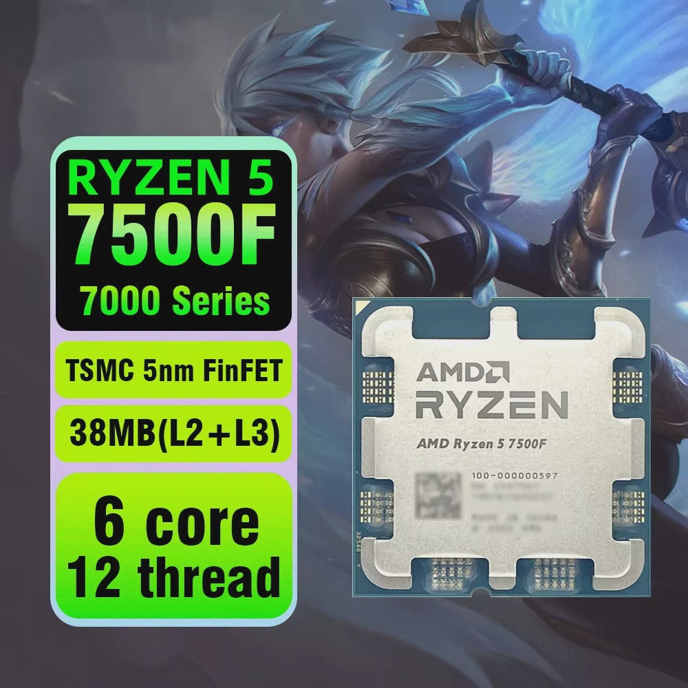 AMD Ryzen 5 7500F Processor: 6 Cores, 12 Threads, 5.0GHz, AM5 Socket - Krachtige Gaming CPU
