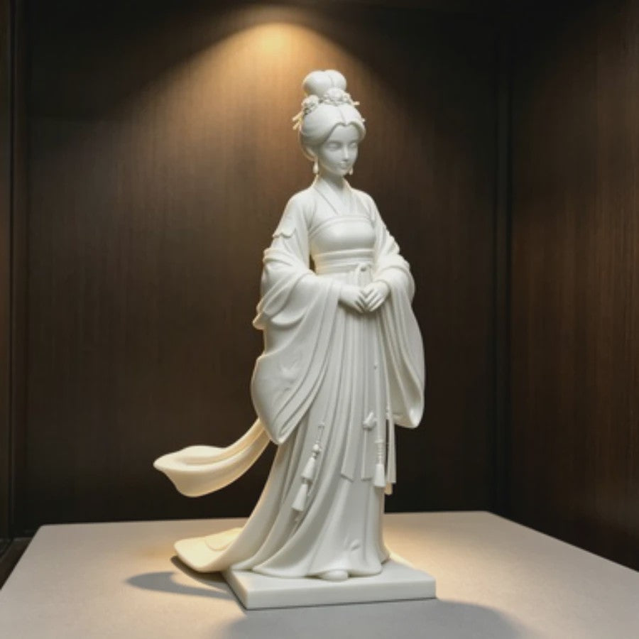 Elegant Chinees Hanfu Damesbeeldje - Oosterse Sculptuur 12cm