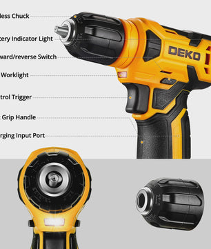 DEKO 126-delige Gereedschapskist met 8V Accuboormachine - Complete Set voor Huis, Tuin & Klussen